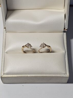 14k Gold DQ CZ Earrings